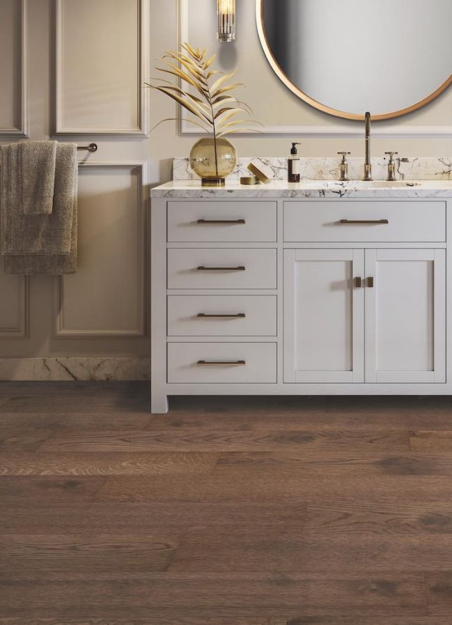 engineered hardwood floors in a bathroom